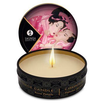 Масажна свічка Shunga Mini Massage Candle &ndash; Rose Petals (30 мл) з афродизіаками SO2516 фото