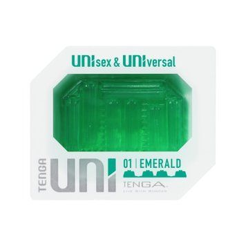 Унісекс-стимулятор Tenga UNI Emerald, зелений, з геометричним рельєфом, лубрикант у комплекті SO9805 фото