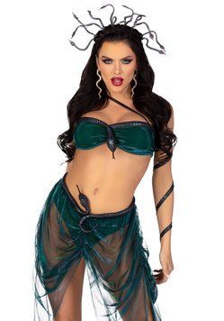 Еротичний костюм Медузи Горгони Leg Avenue Medusa Costume XS, топ, спідниця, нарукавники, прикраси SO9211 фото