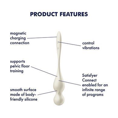 Вагінальні смарт-кульки з вібрацією Satisfyer Love Birds 1 Connect App White, 78 г SX0569 фото