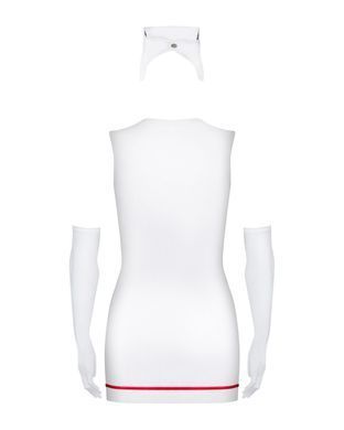 Эротический костюм медсестры Obsessive Emergency dress S/M, white, платье, стринги, перчатки, чепчик, стетоскоп SO7704 фото