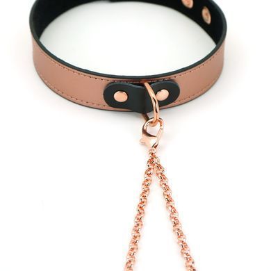 Ошейник с зажимами для сосков Liebe Seele Rose Gold Memory Collar with Nipple Clamps, кожа SO9495 фото