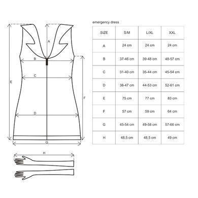 Эротический костюм медсестры Obsessive Emergency dress S/M, white, платье, стринги, перчатки, чепчик, стетоскоп SO7704 фото