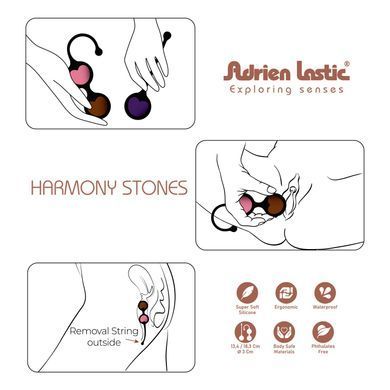 Вагинальные шарики Adrien Lastic Harmony Stones, полудрагоценные камни, диаметр 3 см, 2 держателя SX1272 фото