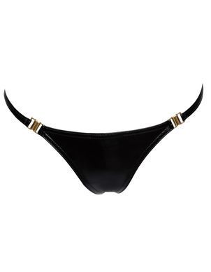 Трусики с мокрым эффектом Noir Handmade P008 Powerwetlook panty with gold clasp, M, на застежках SX0172 фото